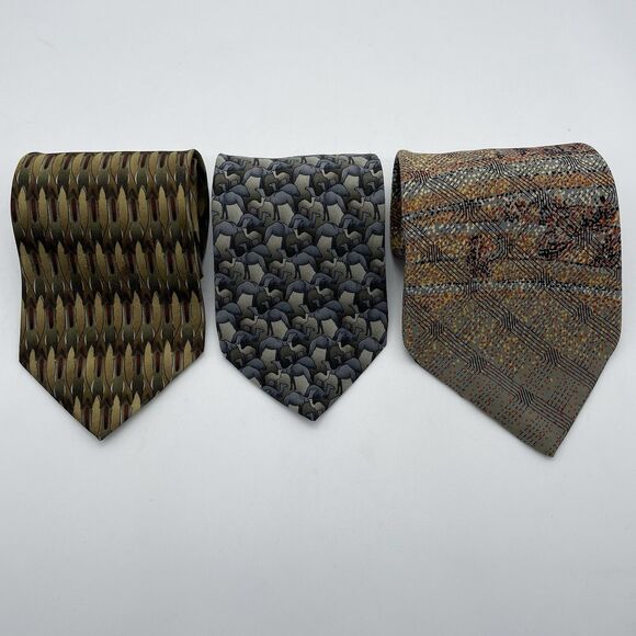 The Nature Conservancy /Martini Art Silk Neckties Lot of 3 Salmon Camel Art Deco - Picture 3 of 16